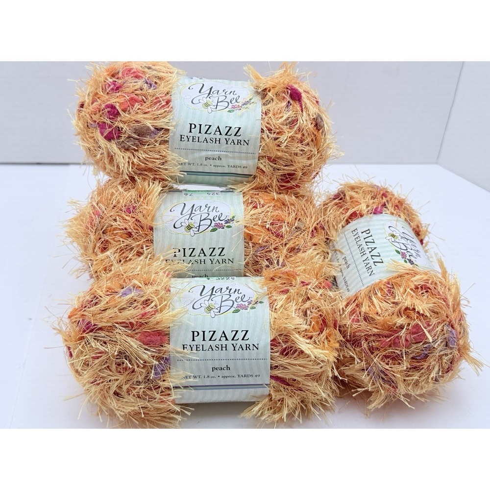 Yarn Bee Pizazz Eyelash Yarn Peach Color‎ 4 New Skeins